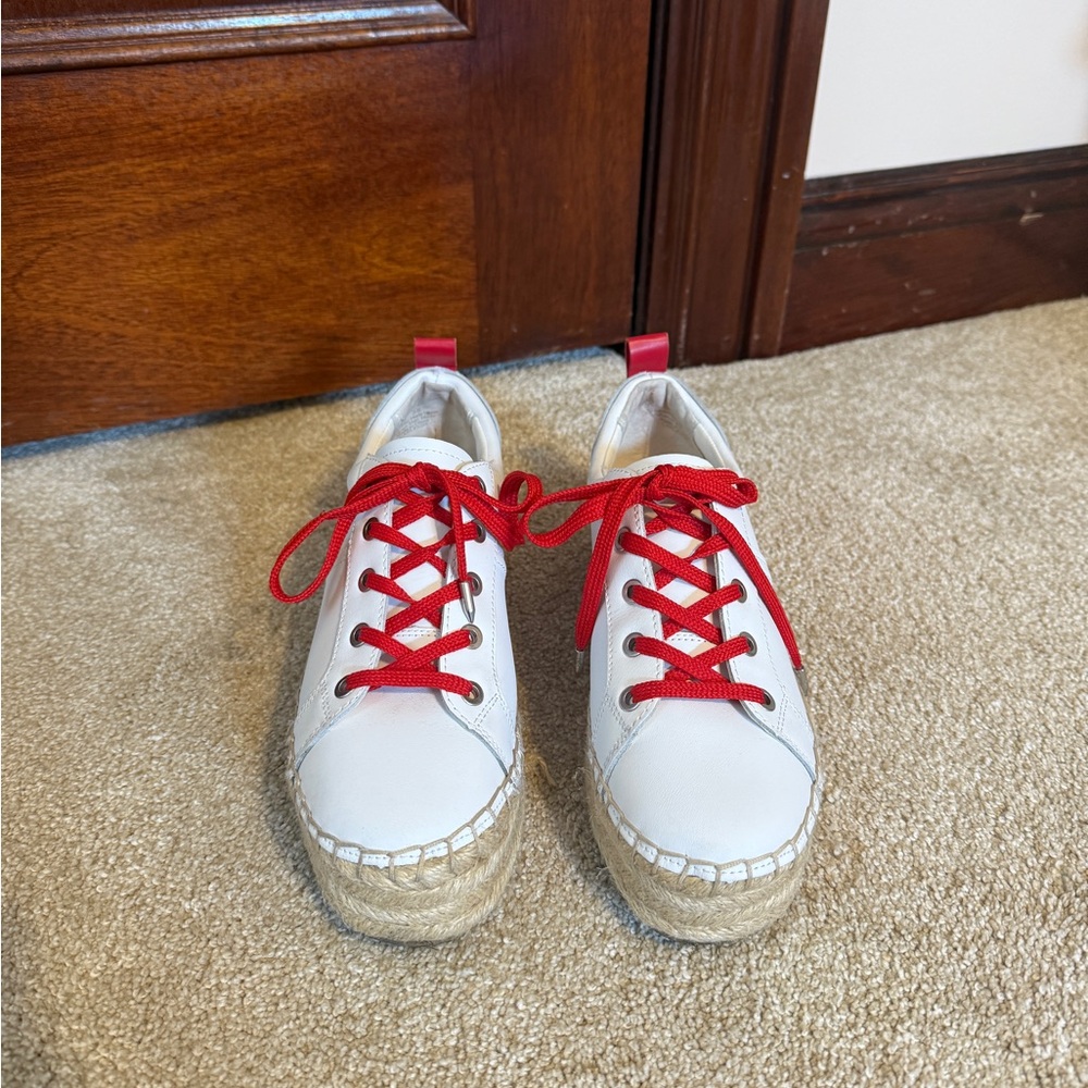 Sam Edelman White and Red Espadrille Sneakers